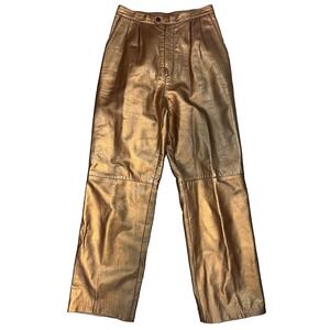 Vintage Giovinezza Moda by Rocco Metallic Bronze Leather Pants Size 10 26" x 28"